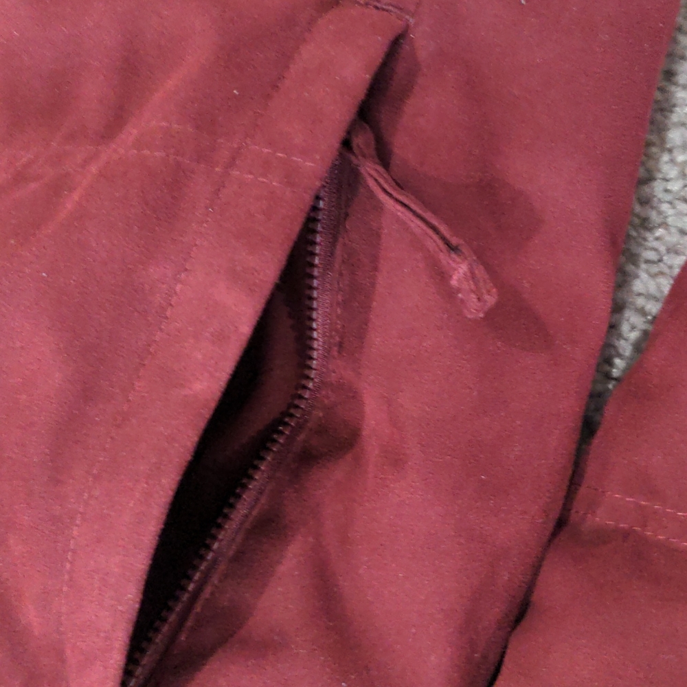 LL BEAN Microsuede Goose Down Quilted Maroon Coat Parka Jacket - Picture 4 of 8